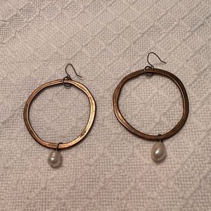 Gold and Pearl Hoops